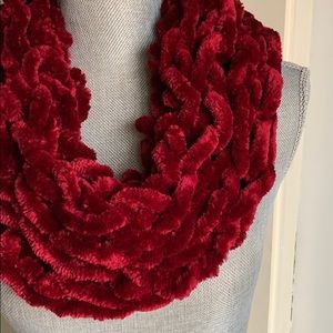 Wine Red Handmade Arm Knit Infinity Scarf
